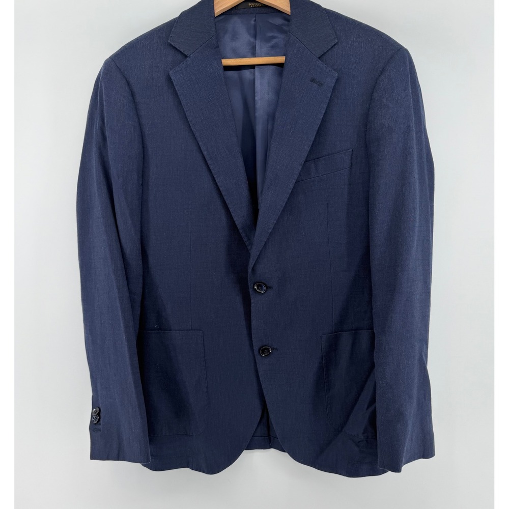 Doppelganger Boutique Mens Navy Blue Linen Blend Blazer Jacket 40
